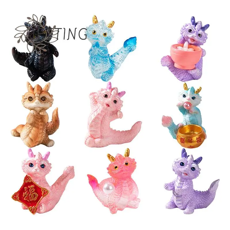 2024 Dragon Figurine Year Ornaments Resin Merry Christmas Decoration For Home Miniatures New Year Xmas Box Decor