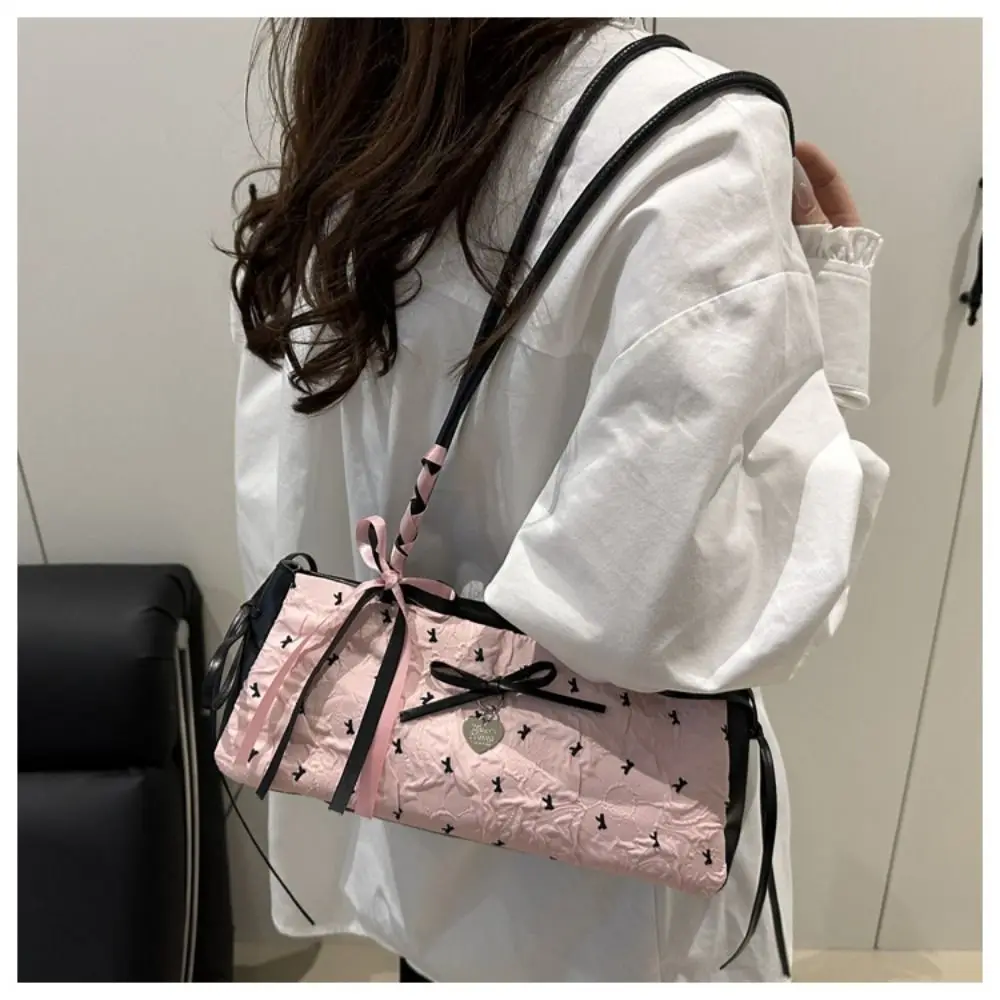 Elegante Damenhandtasche mit koreanischer Schleifendekoration, Nischenstil, PU-Material, quadratische Tasche, Reißverschluss, Unterarmtasche, für den Alltag. – Detail 15