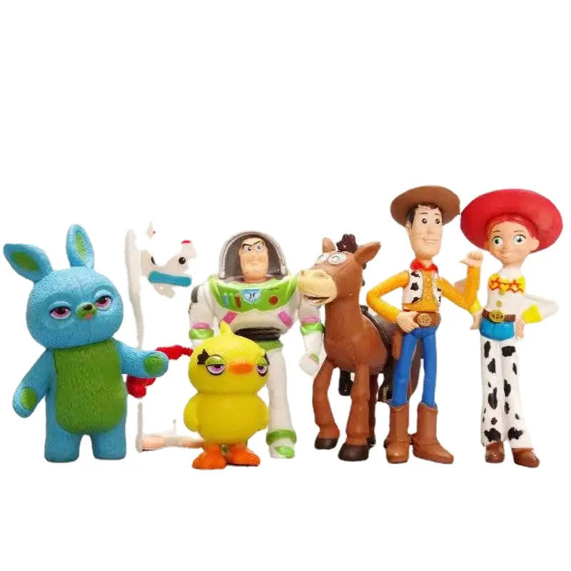 2023 Toy Story 7PCS Action Figure Toys Woody Jessie Buzz Lightyear Forky Pig Bear Figura Model set Doll Figurine regali per bambini