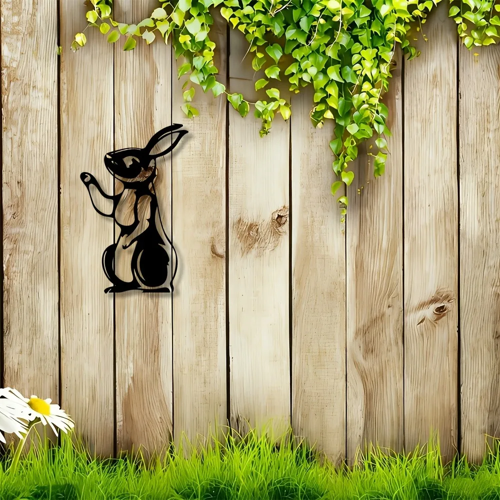 CIFBUY Iron Wall Art Minimalist Rabbit Metal Sculpture Rustproof Hanging Plaque For Home Office Decor Ornament Accent Piece