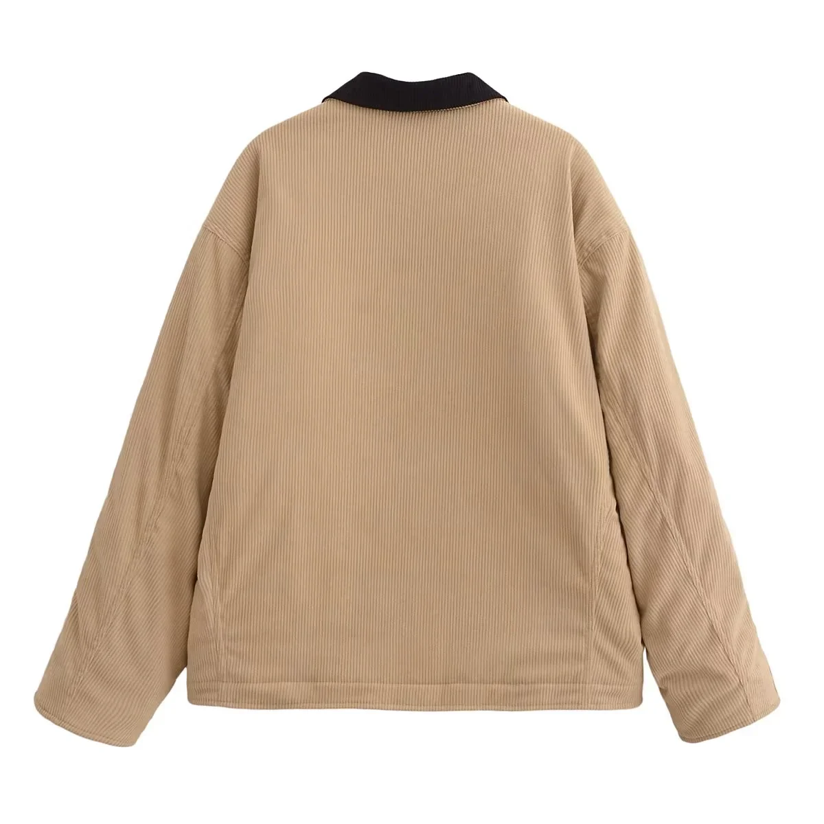 Abrigo versátil H03 Faion de pana color Blo Jaet para mujer, ropa de abrigo informal de longitud regular para todas las estaciones