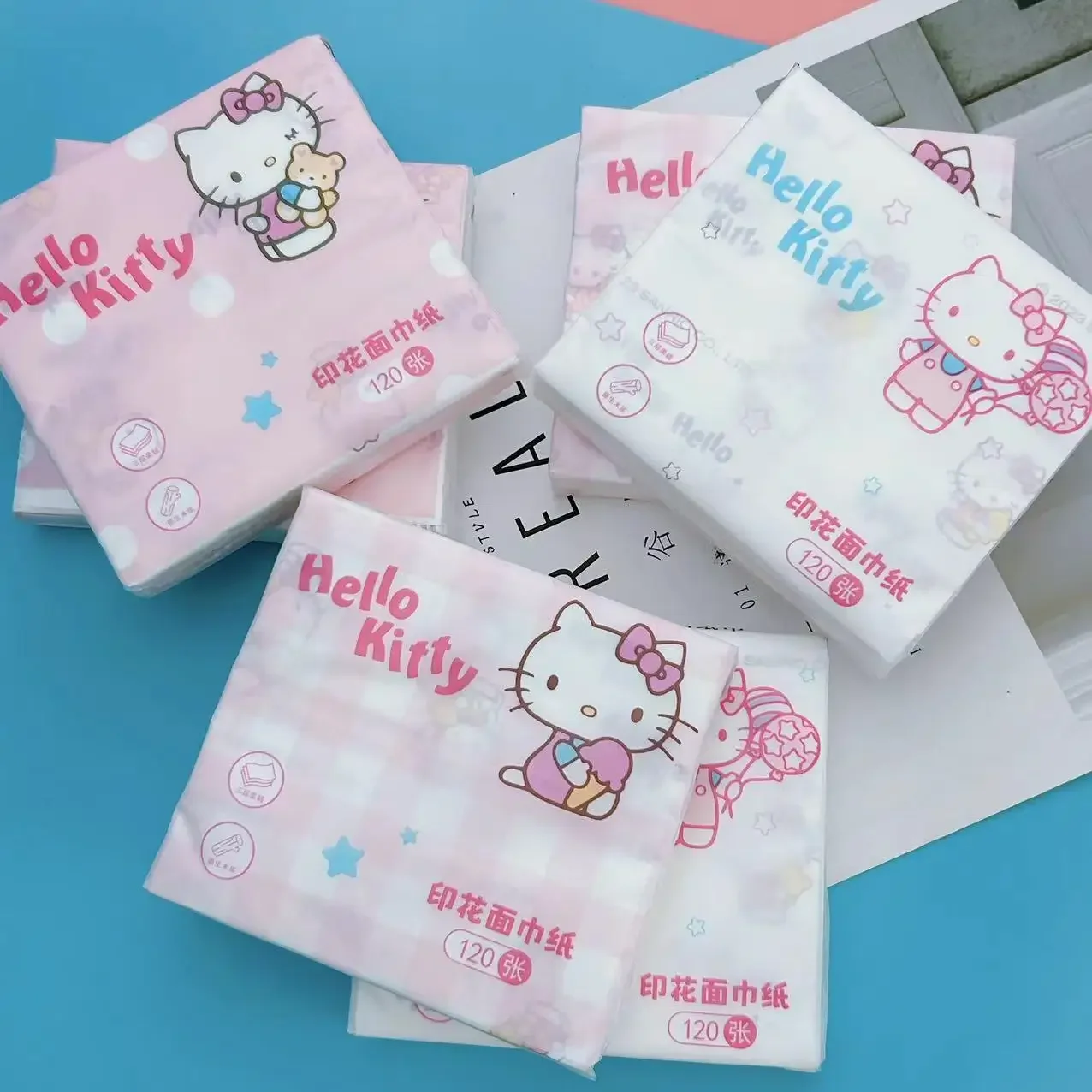 2024 Party Supplies Tissue Pochacco HelloKittys Cartoon Printed Handkerchief Cute Girl Portable Toilet Paper Girly Gift