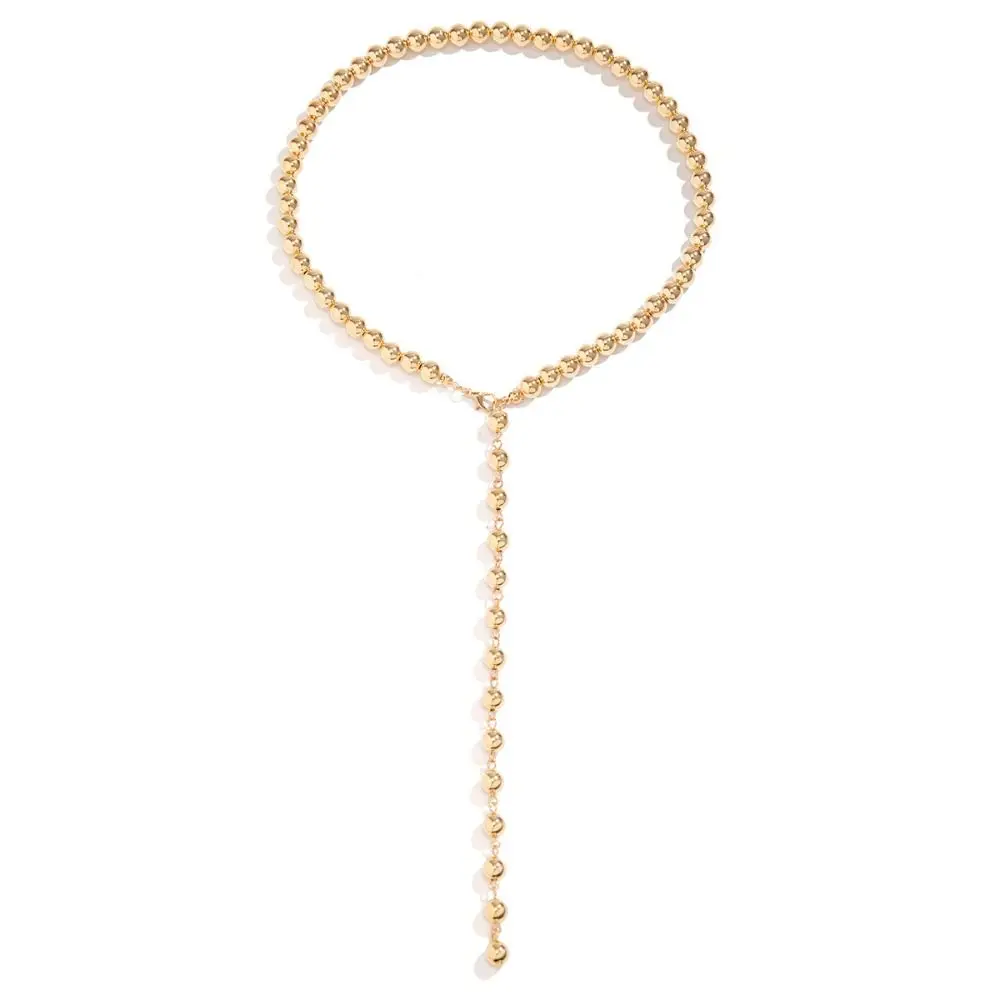 Trendy Bohemian Pearl Necklace Goth Long Chain Retro Clavicle Chain Colorful Aesthetic Y-Shaped Necklace Beach Wear