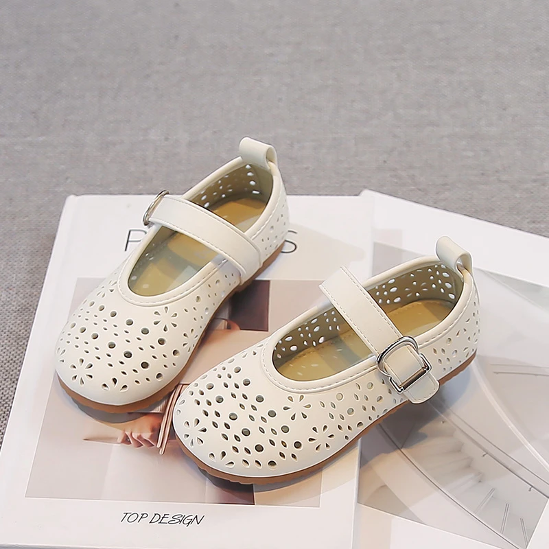 

Kids Princess Shoes Hollowed-out Trendy Girls Leather Shoes Round Toes Soft 2026 New Fashion Children Flat Shoes Non-slip Trendy