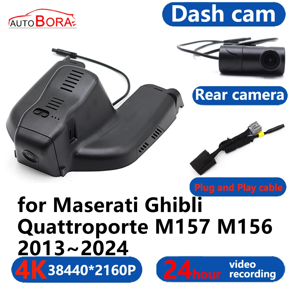 

AutoBora 4K Wifi 3840*2160 Car DVR Dash Cam Camera 24H Video for Maserati Ghibli Quattroporte M157 M156 2013~2024