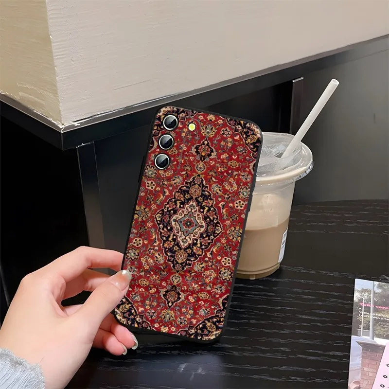 Persian Carpet Floral Pattern Phone Case For Samsung A53 A51 A14 A34 A52 A50 A33 A13 A22 A31 A54 A03S A21 A81 A24 Silicone Back image 3