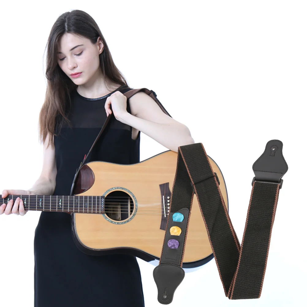 

PU Guitar Strap Adjustable Fit for Electric Bass Acoustic Semi-Electric Ideal Standing Play Black Electric Guitar Strap