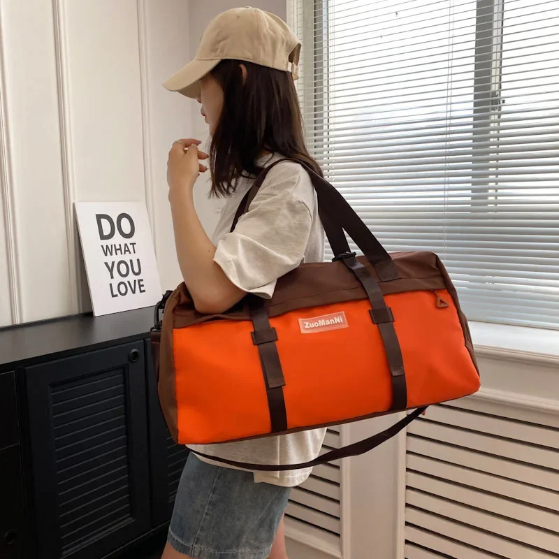 Bolsa de viaje de gran capacidad para mujer, bolsa de gimnasio de mano, bolsa deportiva de separación húmeda y seca, bolsa de equipaje de viaje de negocios impermeable