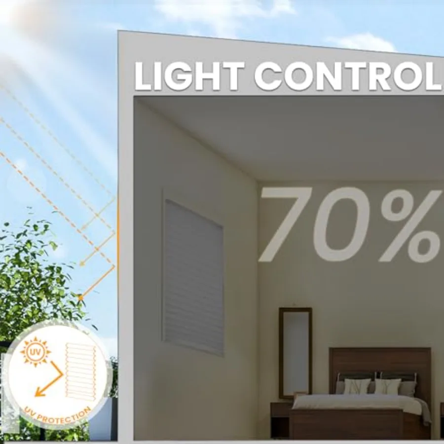 6 عبوات من ستائر التعتيم المطوية، ستائر مؤقتة للنوافذ الداخلية، غطاء ورقي لترشيح الضوء، سهل القطع والتثبيت 36 وات × #3