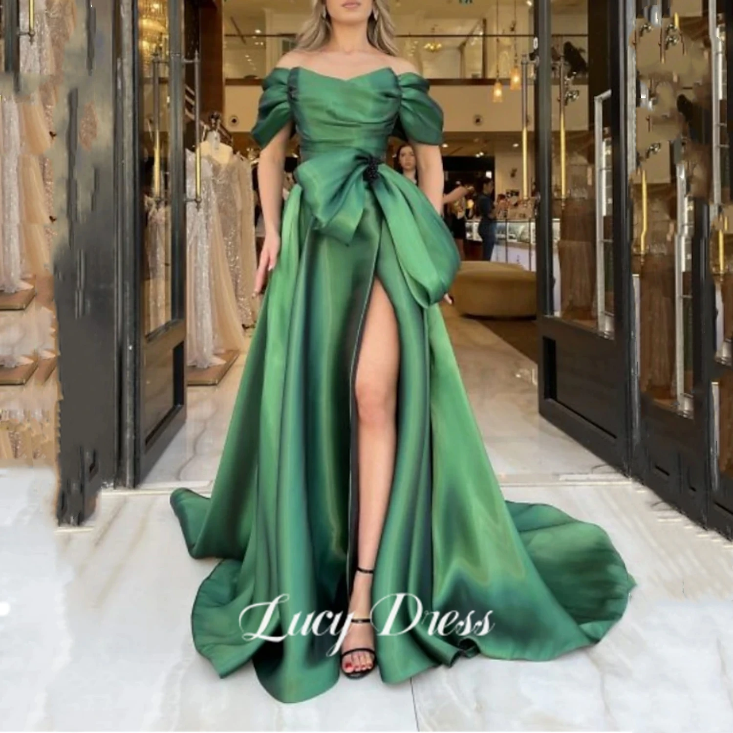 Lucy Green Party Dress for Wedding Ceremony Dress Party Evening Elegant Luxury Celebrity Line A Sharon Happy Evening Dresses