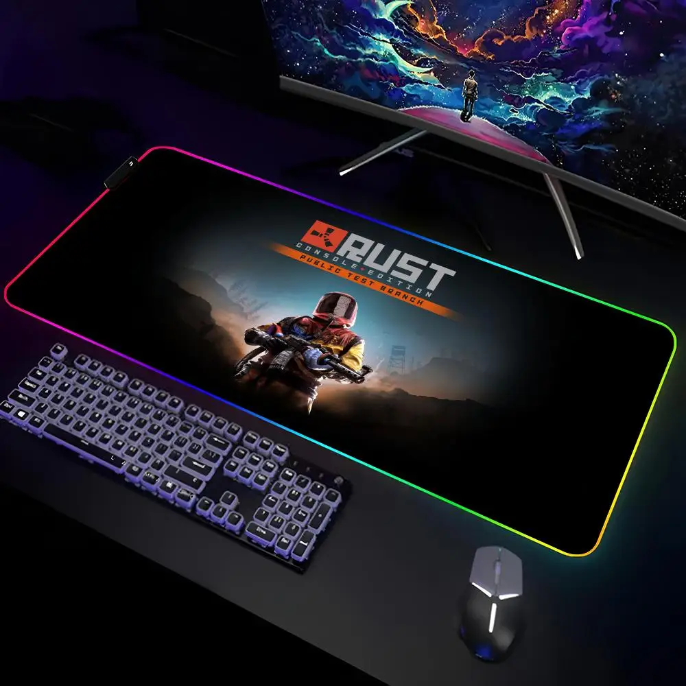 RUST Game Mouse Pad Gamer RGB Deskmat Keyboard Mat Gaming Laptops LED Mousepad Desk Protector Anime Mause Mats