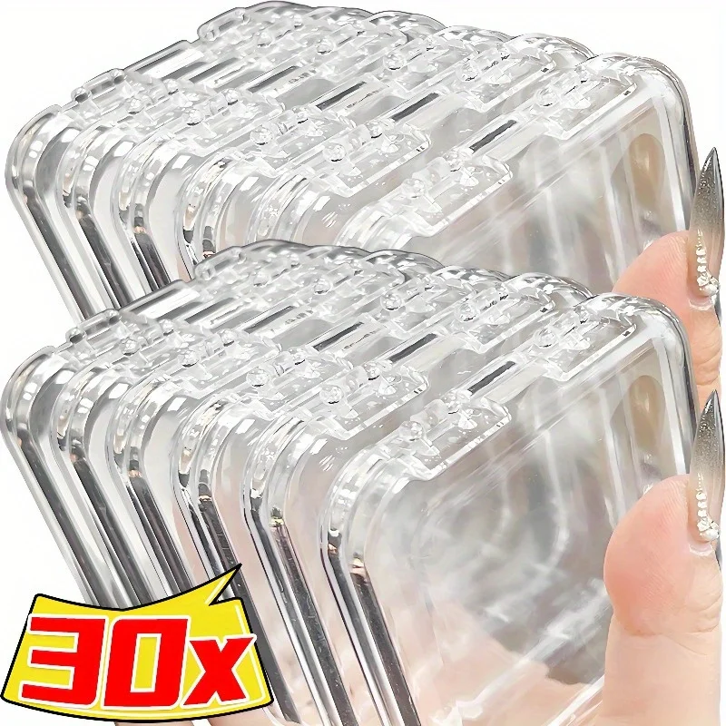 30pcs 투명 네일 아트 스토리지 박스 플립 탑 쥬얼리 케이스 디스플레이 스탠드 가짜 손톱 수제 공예 데스크탑 주최자