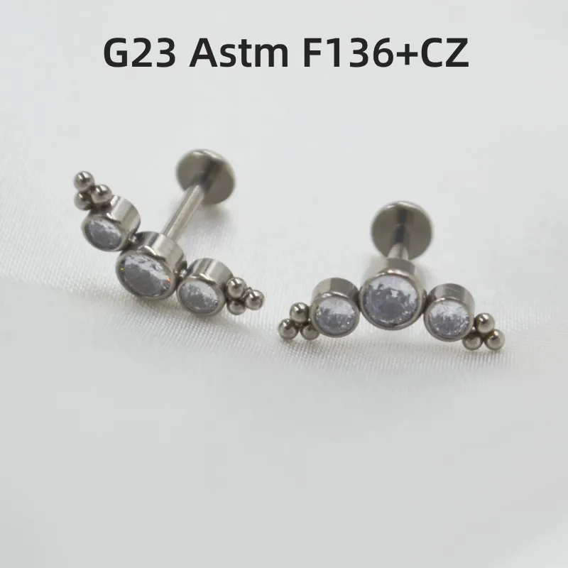 10pcs G23 Titanium Ball CZ Gems  Lip Labret Ring Bar Ear Cartilage Helix Rook Tragus Studs 16G Body Piercing Jewelry New