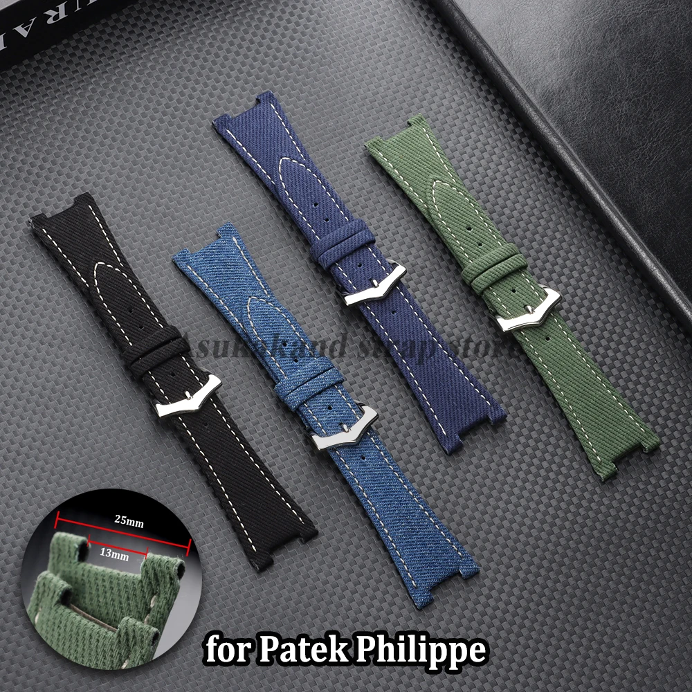 Nylon Leather Watch Strap For Patek Philippe For Nautilus 5711/5712/5726/5980 Band Concave Interface 25*13mm Men Women Bracelet