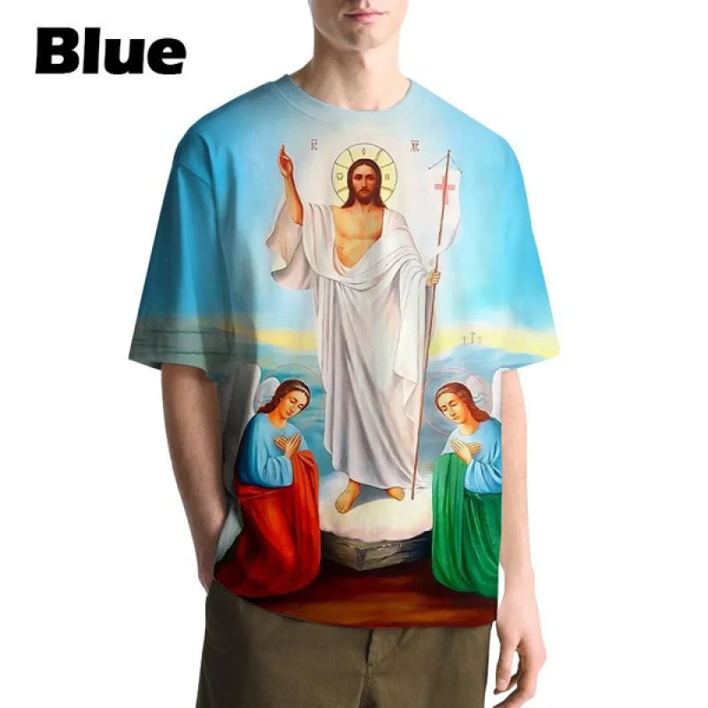 Jesus Christian 3D Printing T-shirt Men and Women Casual God Clothing Round Neck Top