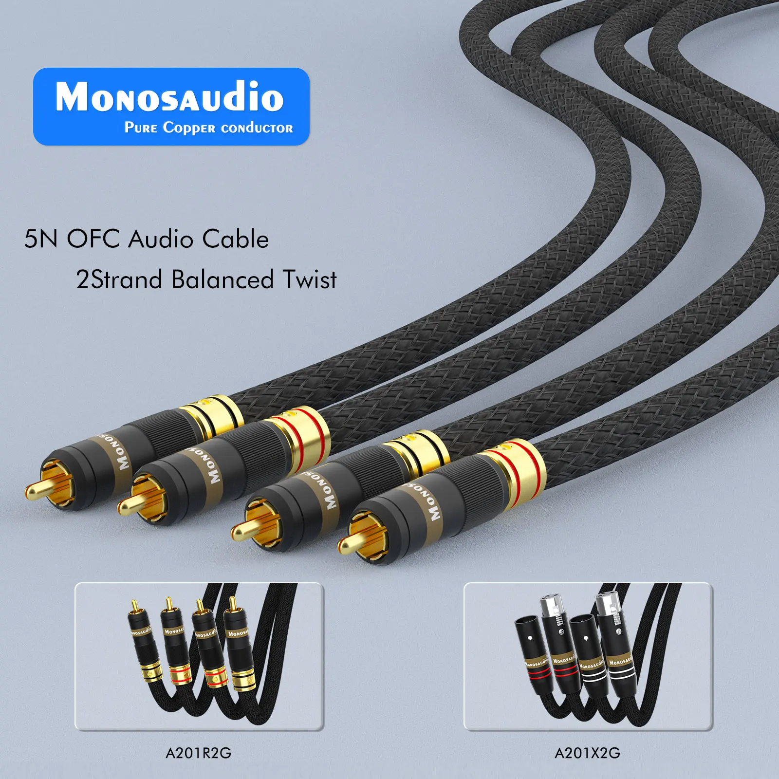 

Monosaudio A201 99.99998% XLR/RCA Balanced/Signal Cable with XLR Plug 3Pin /RCA Audio Connectors for Home HiFi System