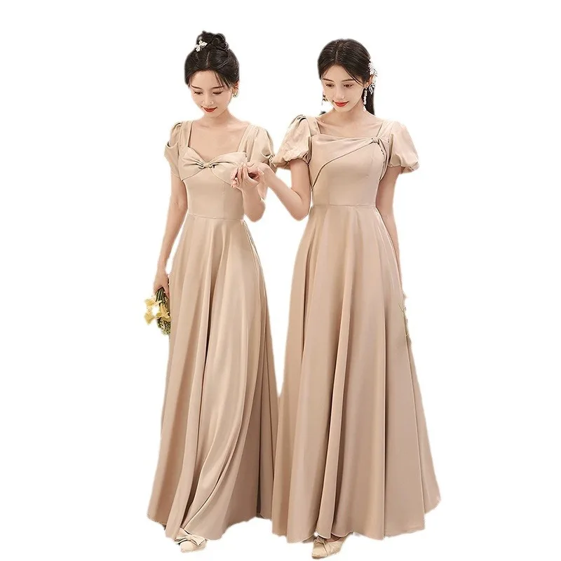 

Reject Return J118 Khaki Satin Bridesmaid Dress 2024 Birthday Homecoming Graduation Robe Girl Wedding Party Dresses Sweet Memory