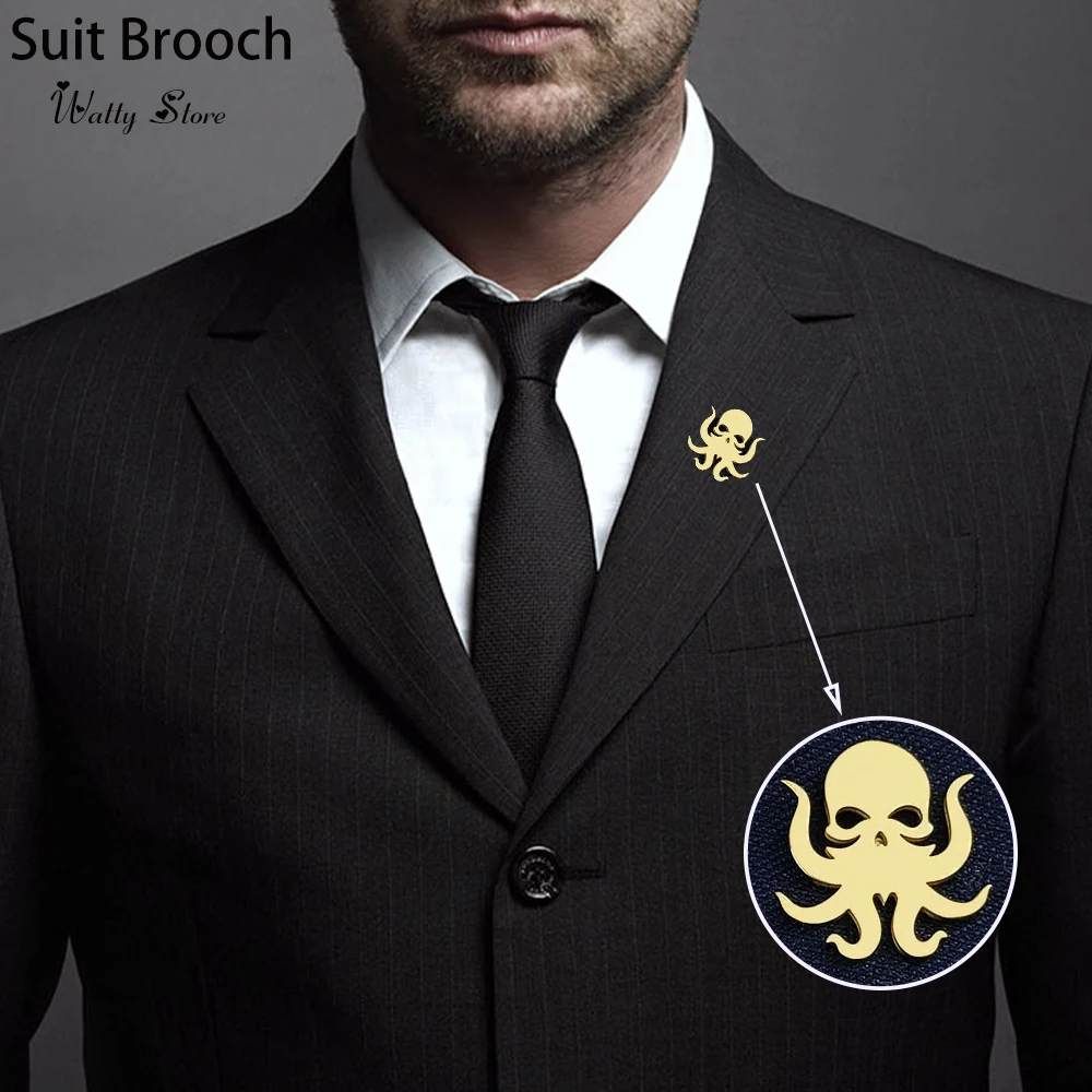 

Watty creative golden octopus stainless steel brooch, fashionable backpack pendant, suit lapel pin, badge gift for friends.