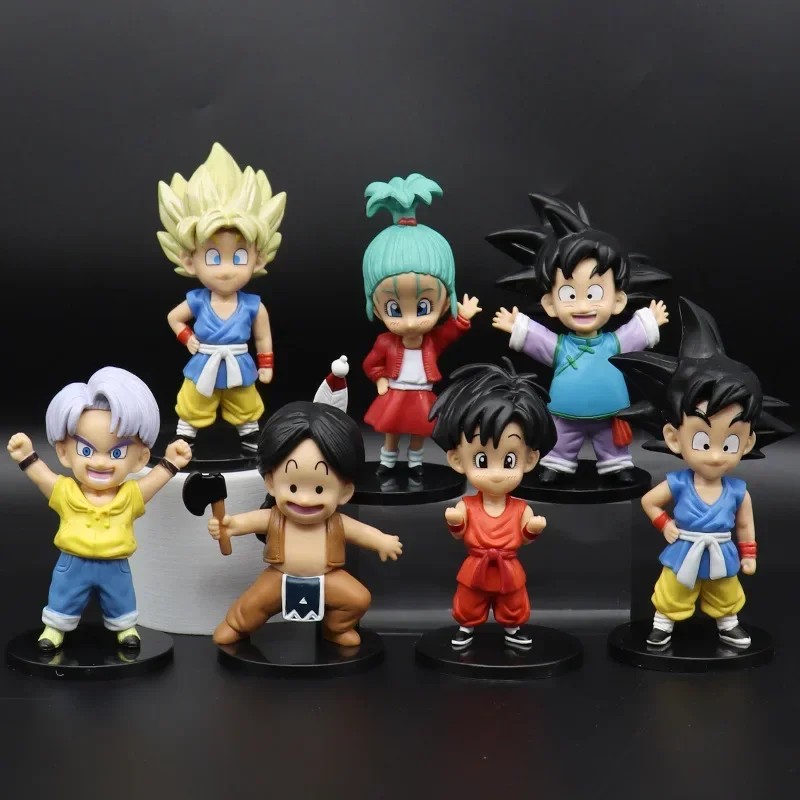 

Dragon Ball 7-piece set of figures Sun Wukong Super Saiyan anime figures model toys blind box car ornaments For Children's Gifts