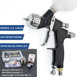 High Quality Spray Gun For Cars 1.3/1.8mm Nozzle Gold Painting Gun With Mixing Cup Water Based Air Spray Gun Airbrush