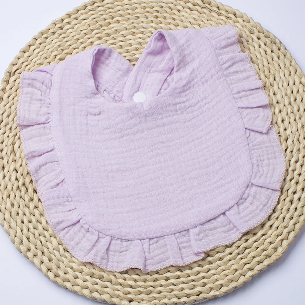 Gauze Bib for Boys Girls Pure Cotton Candy Colored Comfortable Saliva Bib Baby Solid Colored Lace Saliva Towel Baby Products