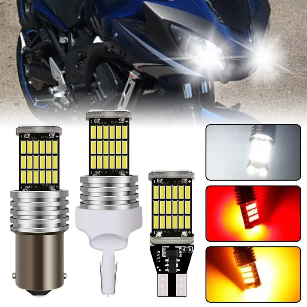 Car Tail Bulb T15 1156 BA15S P21W W16W 45SMD 4014 LED Brake Light 7440 Backup Reverse Lamp Motorcycle Signal Lamp Auto Part