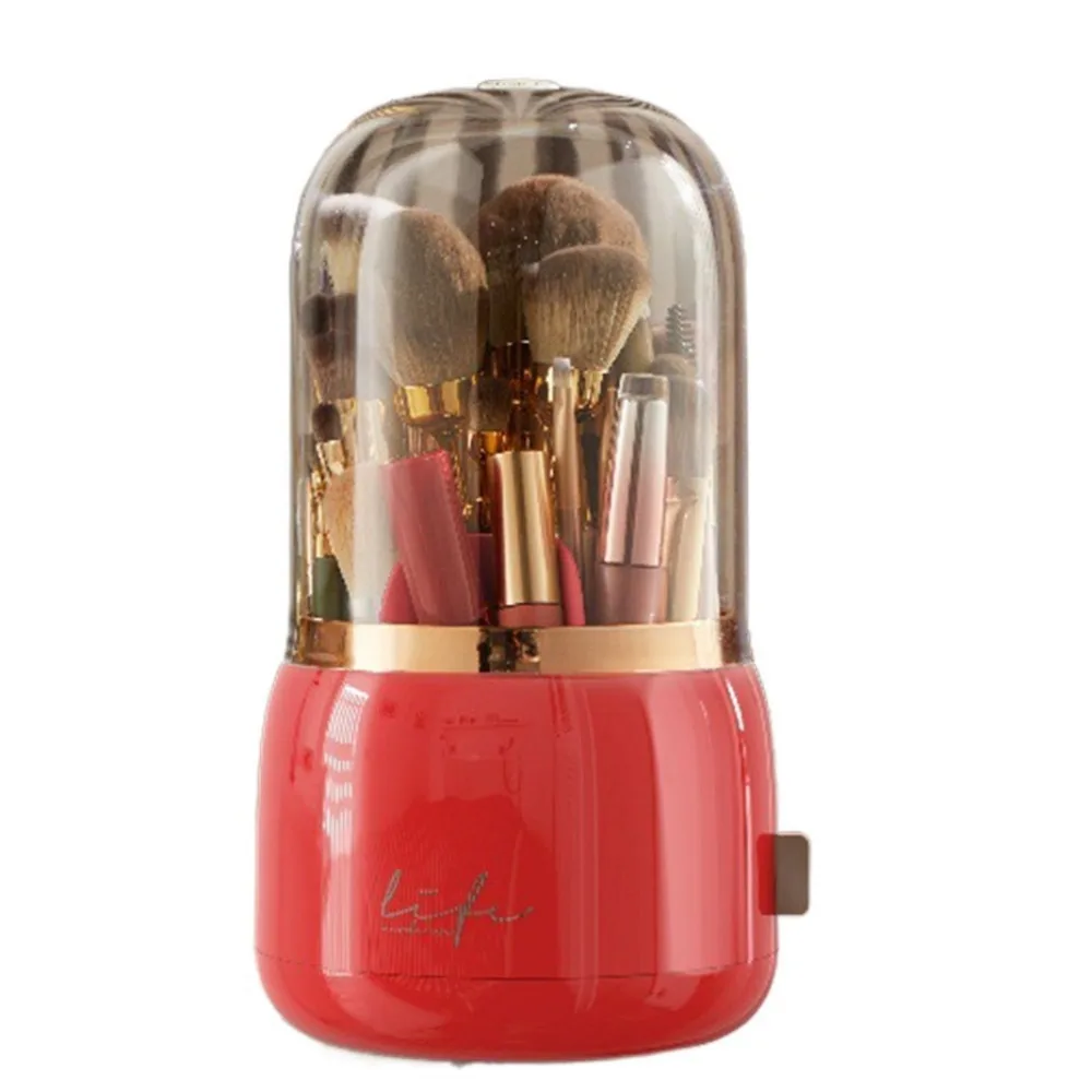 

Rotatable 360° Rotating Brushes Holder Transparent Large Capacity Cosmetic Storage Box Portable Waterproof