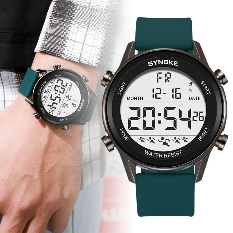 

SYNOKE Brand Man Watch Silicone Strip Simple Style Watches 50M Waterproof Outdoor Sports Electronic Clock Reloj Hombre