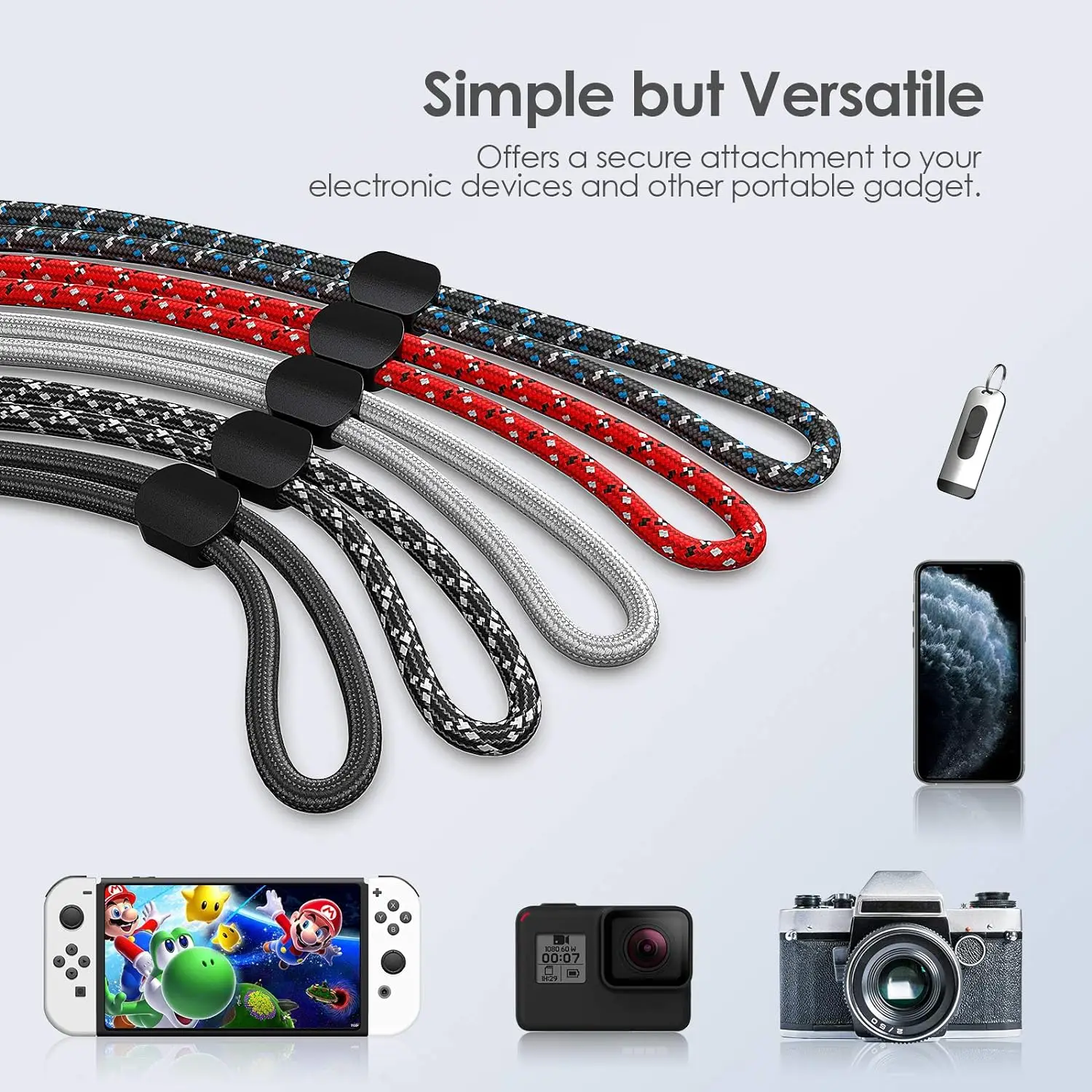 Adjustable Mobile Phone Lanyard Wrist Straps Nylon Keychain Anti Lost Rope Hand Cord for Cell Phone Case Holder Camera