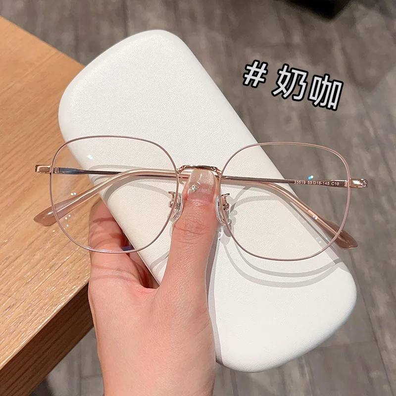 نظارات طبية 2025 إطار نظارة معدني جديد متعدد الأضلاع بإطار كبير، مناسب لكل من الرجال والنساء على الطراز الكوري