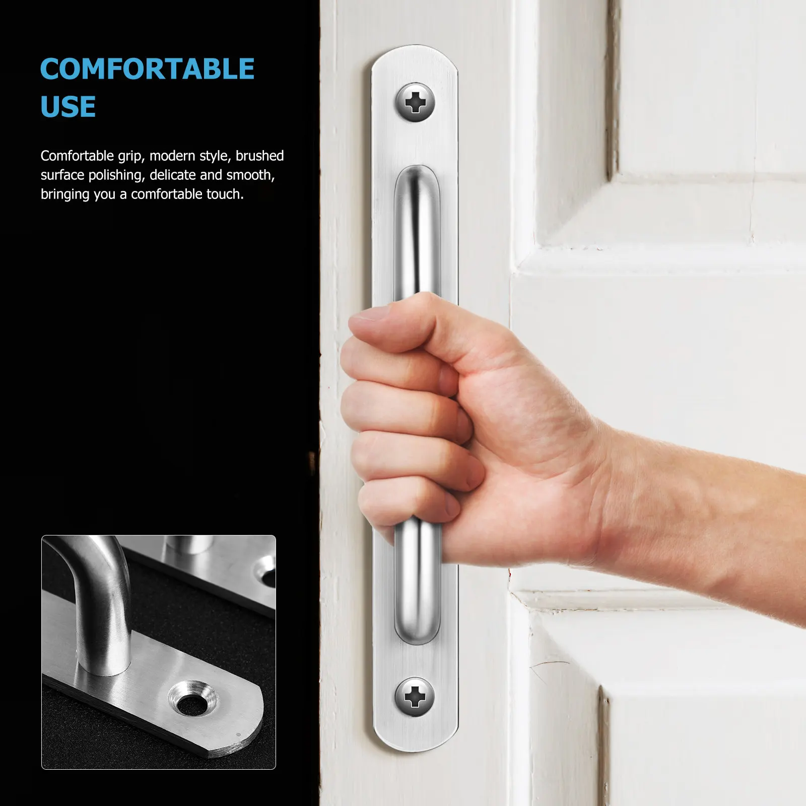 4Pcs Easy Install Aluminium Alloy Door Handles for Cabinets Closets Wardrobes Sliding Doors Garage Cupboards Interior Exterior