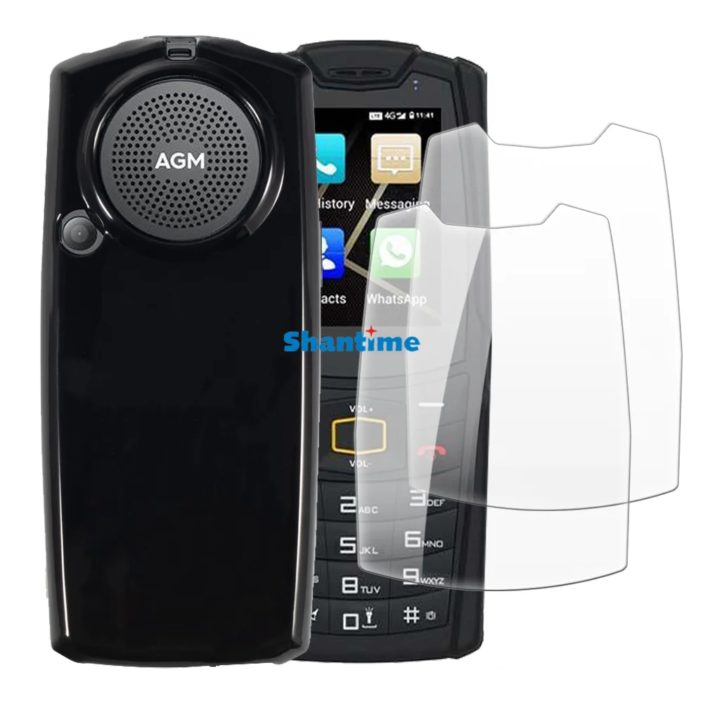 Miękkie etui + 2-pak ochraniaczy ekranu ze szkła hartowanego do AGM M7, M6 Pełna ochrona ciała