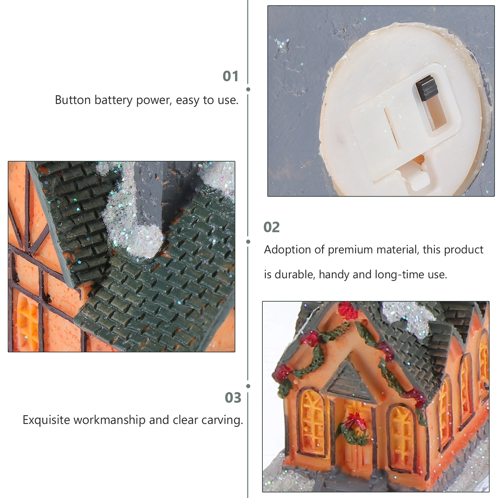 

4pcs Resin House Figurines Christmas Mini Luminous Decor Micro House Party Adornments Cute Mini Landscape Xmas Home Festive