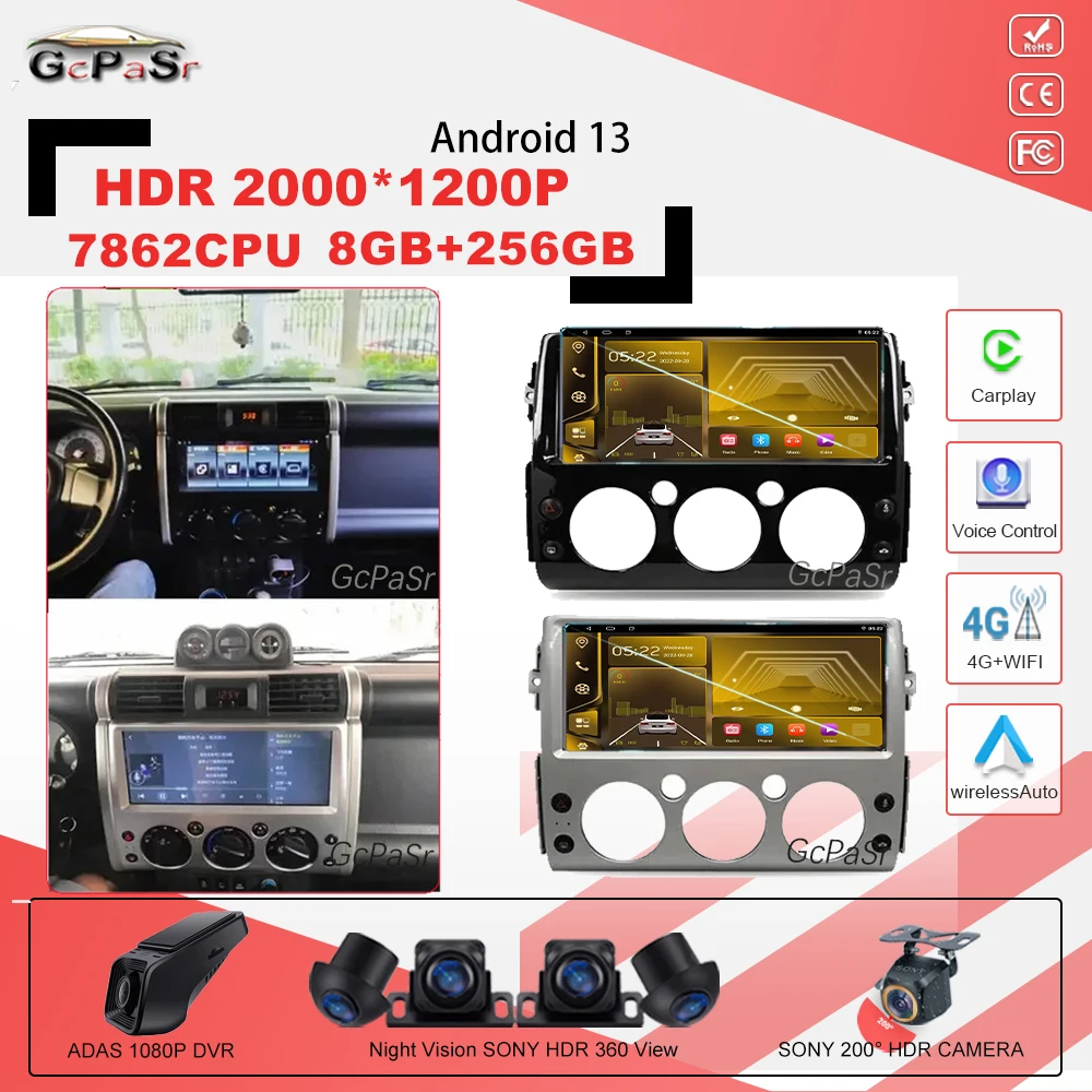 Android 13 For Toyota FJ Cruiser 2007- 2022 7862CPU Car Radio Multimedia Video Player Navigation GPS Stereo Video Player No 2din