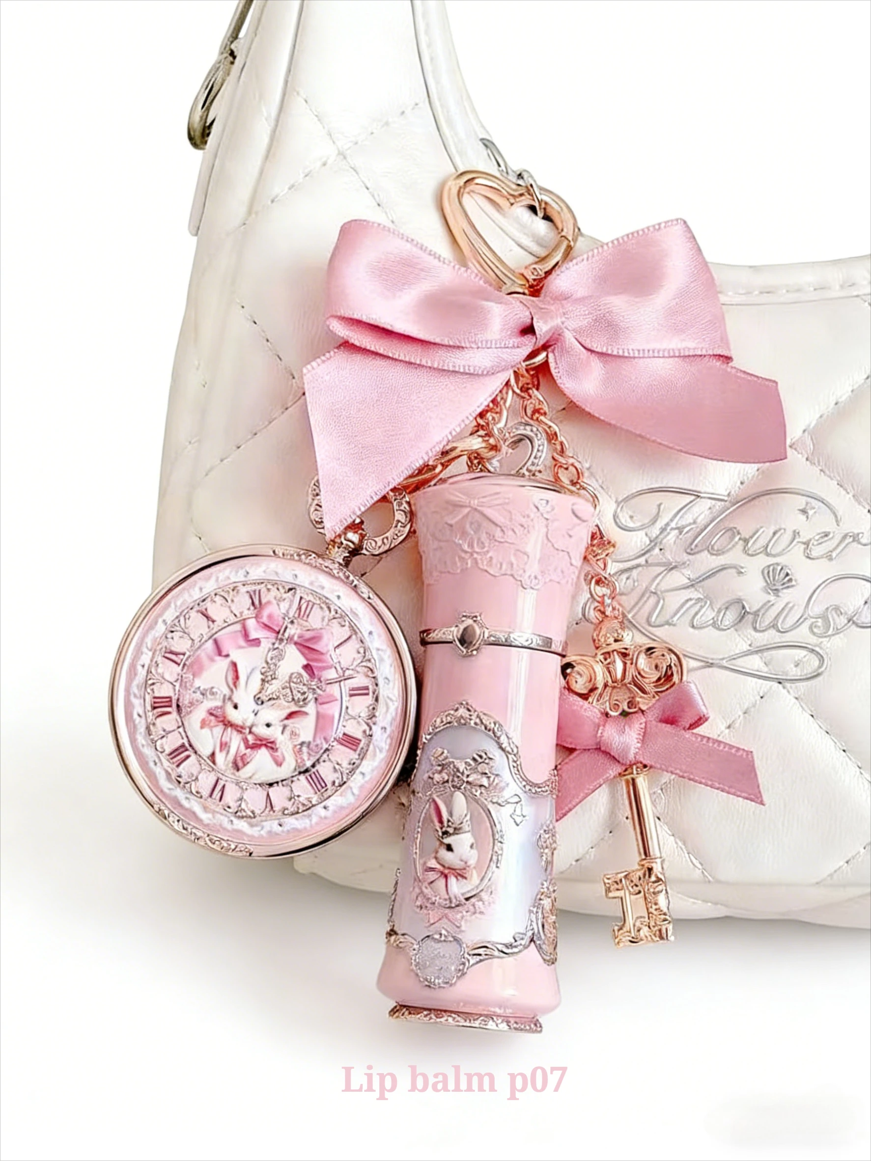 Bonnie Rabbit Flower Knows Garden Girl Heart Cute Anti-Crack Lip Balm Pendant Cloud Lip Cream Set