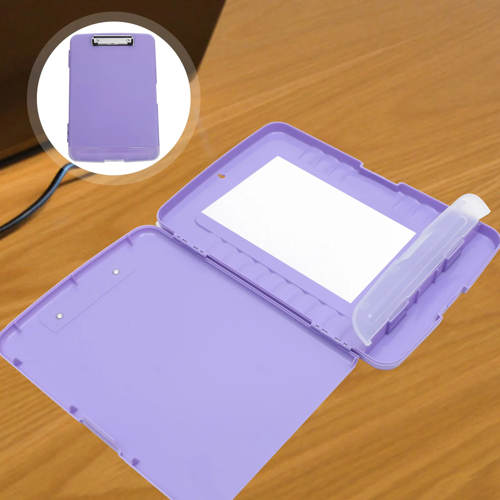 

File Storage Box A4 Document Organizer Portable Writing Board Pp Material Light Purple Large Capacity Compact Lightweight