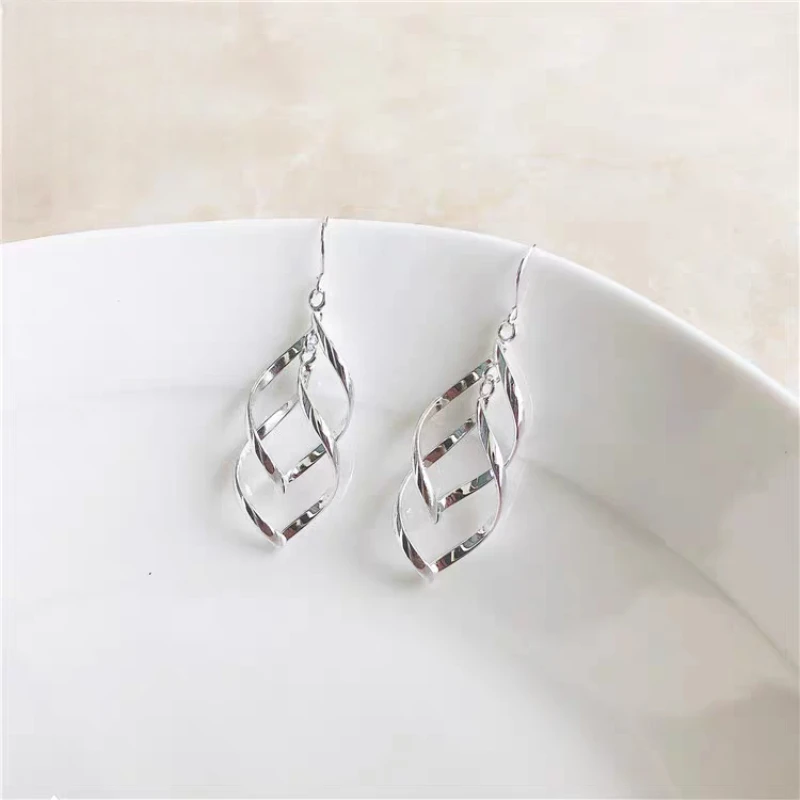 925 Sterling Silver Geometric Stud Earrings Fashionable Simple Hollow Design Luxury Exquisite Gifts Elegant Earrings for Women