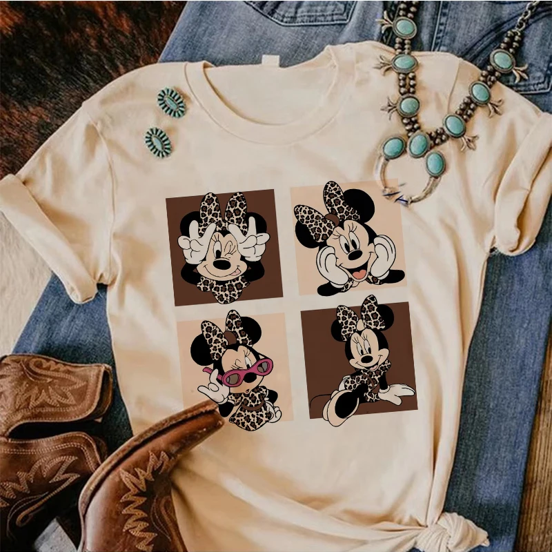 90s Y2k Mickey Print T-shirts for Women Fashion Minnie Mouse T Shirt Streetwear Female Clothes Kawaii Disney Tshirt