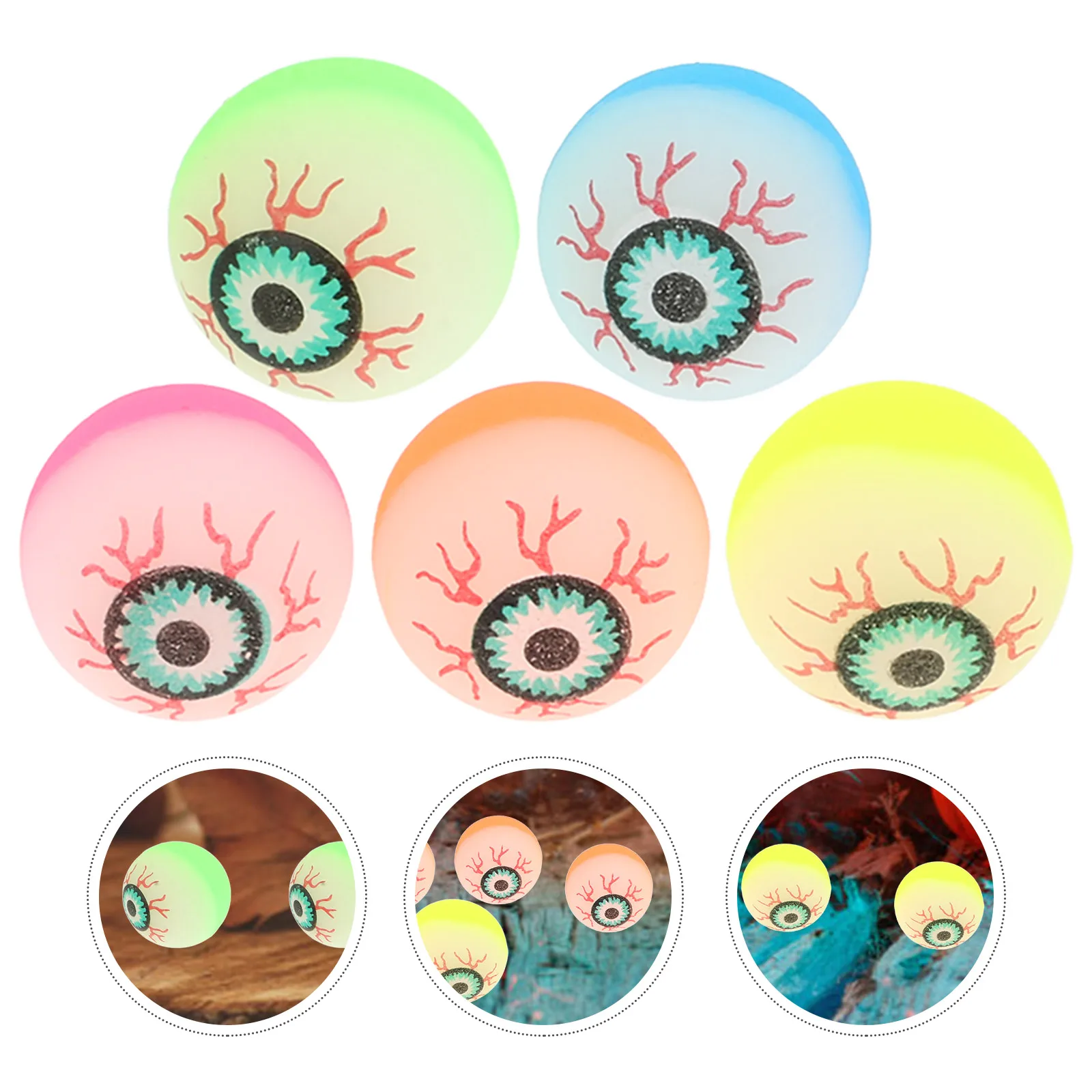

10 Pcs Bouncy Eyeballs Glow in Dark Halloween Party Favors Decorations Supplies Bags Elastic Toy Scary Atmosphere