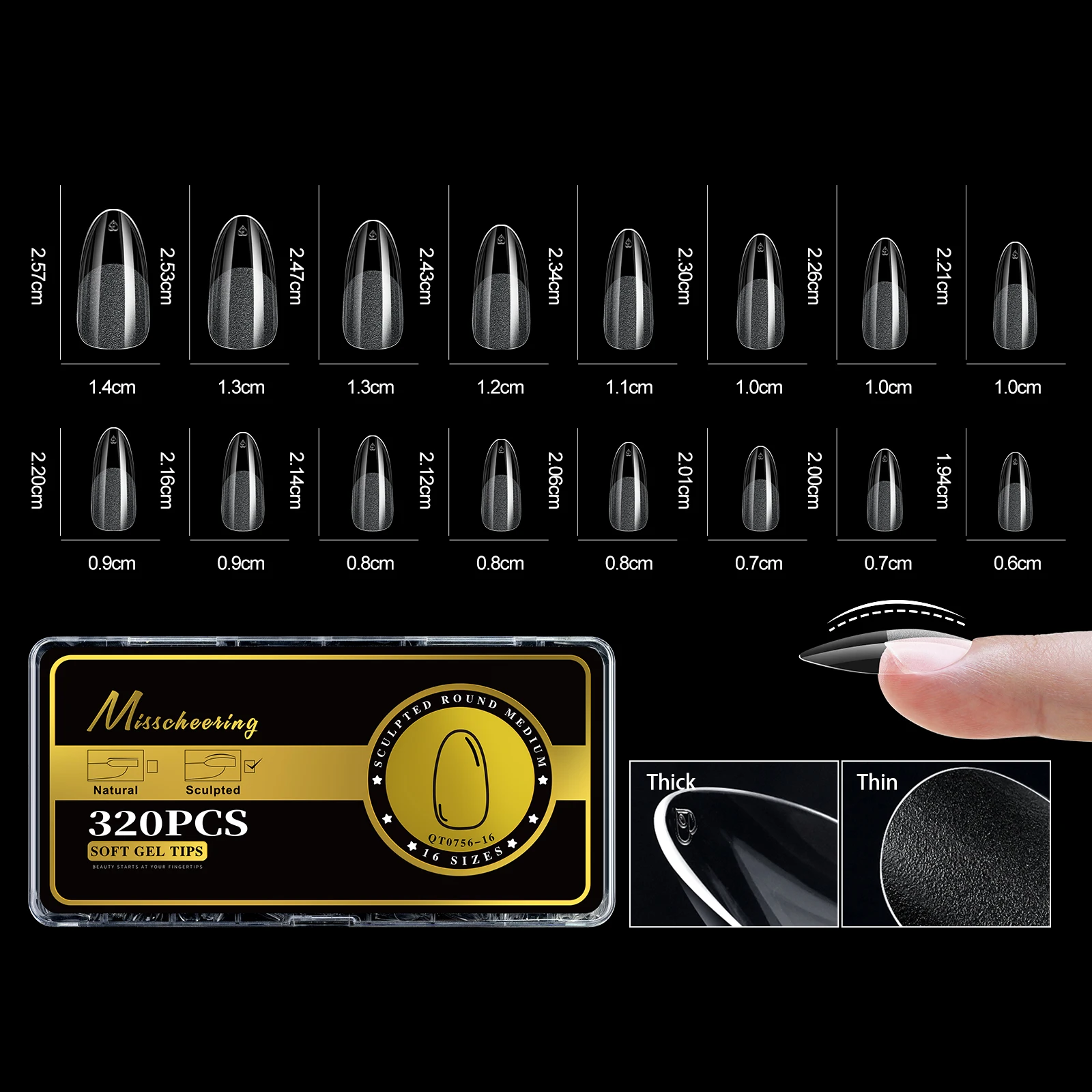 S-2XL Glänzende falsche Nagelspitzen, geformtes weiches Gel, Mandelsarg, Stiletto, vollständige Abdeckung, zum Aufdrücken der Nägel, künstliche DIY-Verlängerungsversorgung – Detail 21
