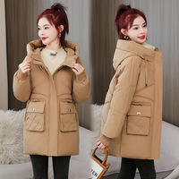 Women's Winter Parka Coat 2024 Fashion Elegant Versatile Ladies Outerwear Hooded Temperament Lady Down Cotton Padded Jacket