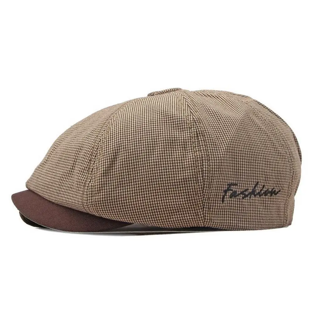 Gorra octogonal ajustable de algodón para hombre, gorro de vendedor de periódicos, 55-60cm, patrón Crosshatch, diseño de choque de Color, primavera