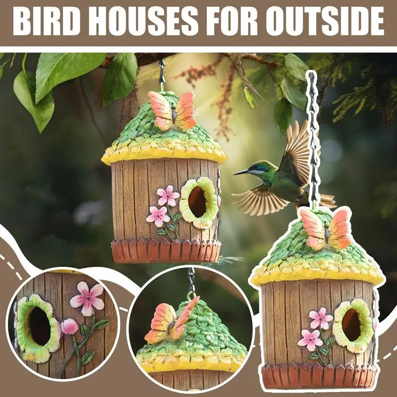 

Bird House For Outdoors Decorative Hangable Bird Room Resin Decorative Cute Small Birdhouses Cottage For Swallow Tree Garden