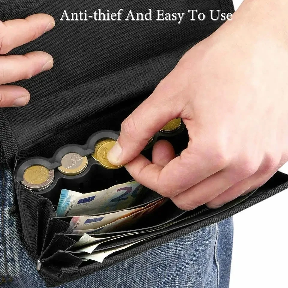 New Creative Portable Multi Pockets Coin Storage Bag 8 Slots Euro Coin Holder Cash Money Bills Safe Fanny Pack Storage Safe Box