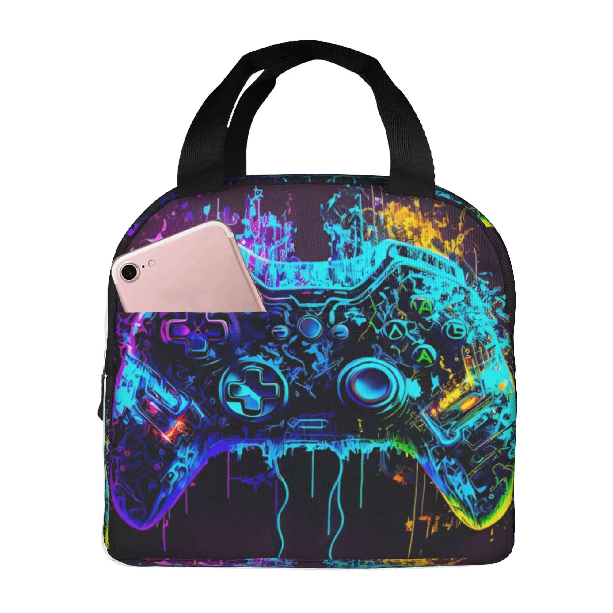 Game Controller Lunch Bag Men Women Technological Sense Thermal Cooler Insulated Lunch Boxes for School