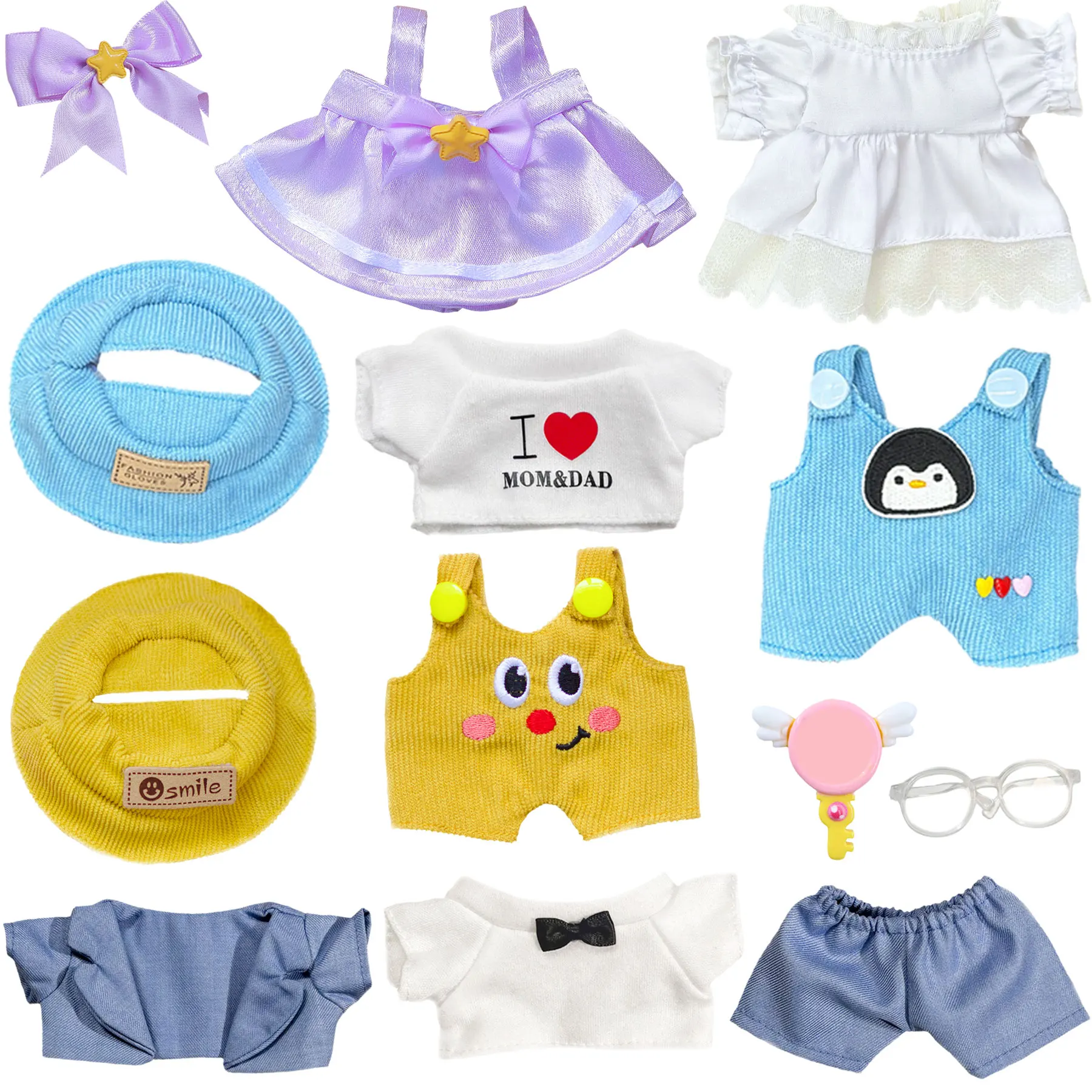 

13 Pcs of doll Clothes Sets,include Dress,overalls,suit,t-shirt,fits 15-17cm Dolls