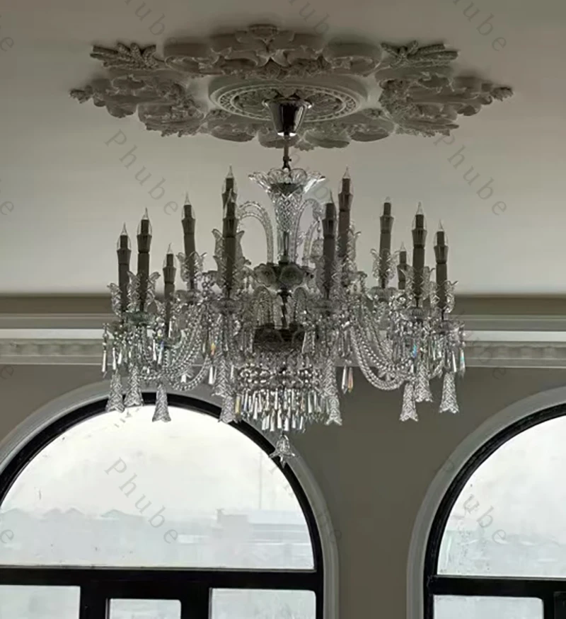 

Modern Luxury Crystal Chandelier Light For Living Room Chrome Hanging Lamp For Foyer Stair Hall Large Pendant Lamp Ceiling Light