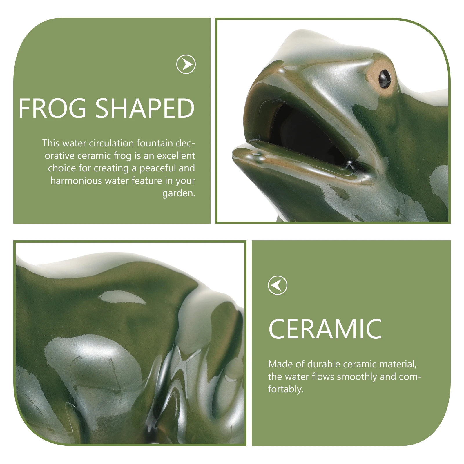 

Ceramic Fountain Frog Decorative Circulating Waterfall Frog Small Size for Yard Garden Courtyard Outdoor Decor