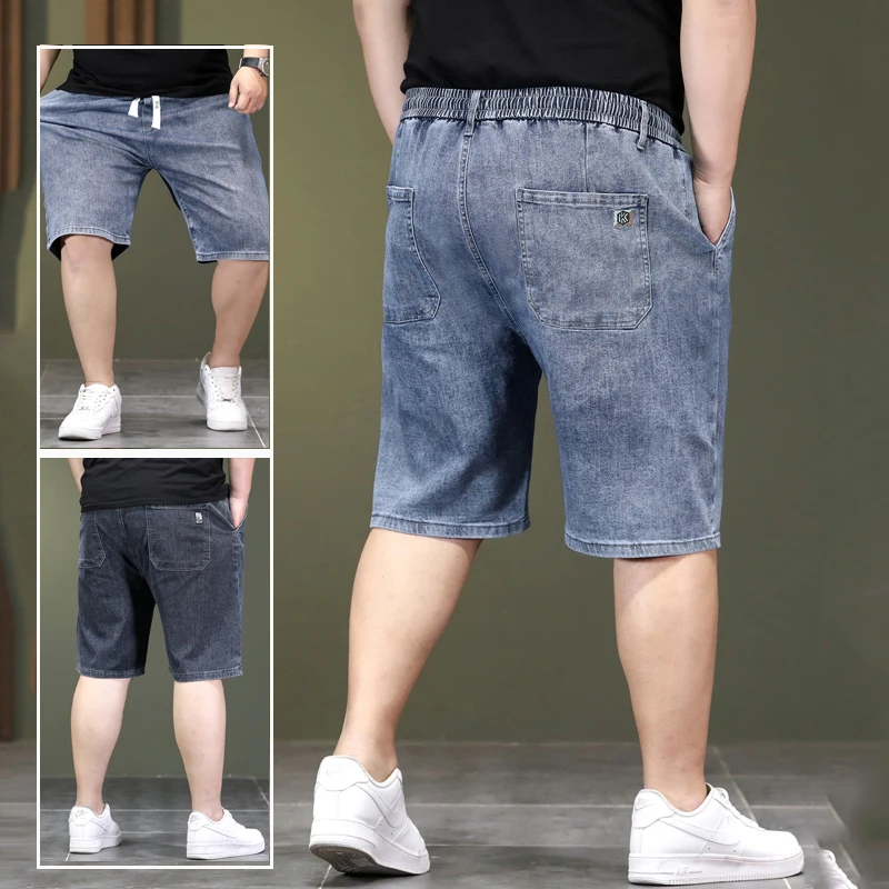 Elastic Waist Oversized 5XL 6XL 7XL Denim Shorts For Men Plus Size Shorts Jeans Half Cut Casual Pants Brand High Quality Summer