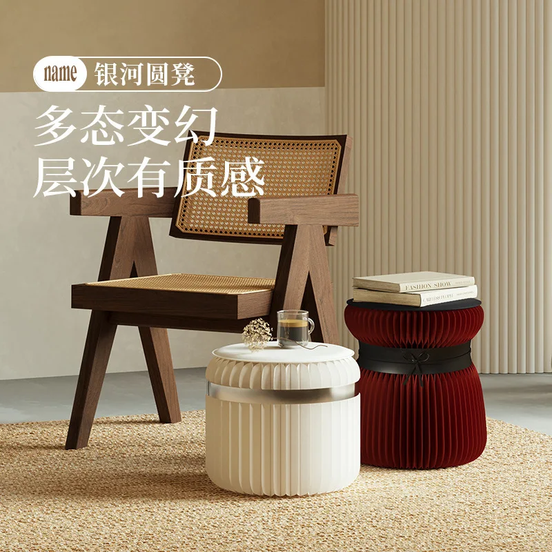 

Folding round stool low stool small household small shoe changing stackable stool business modern simplicity